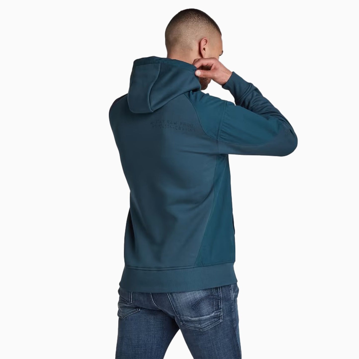 Men's Woven Mix Graphic Loose Pull Over Hoodie