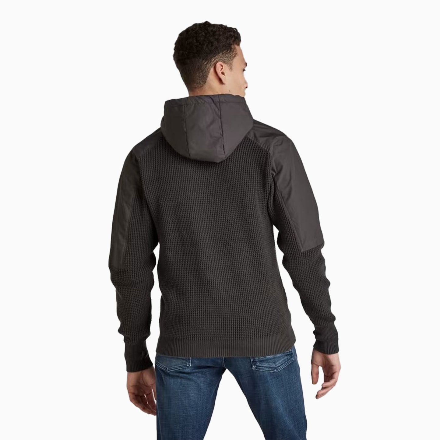 Men's Woven Mix Knit Hoodie