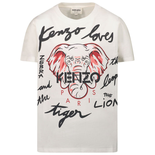 Kid's Logo Print Cotton Crew Neck T-Shirt