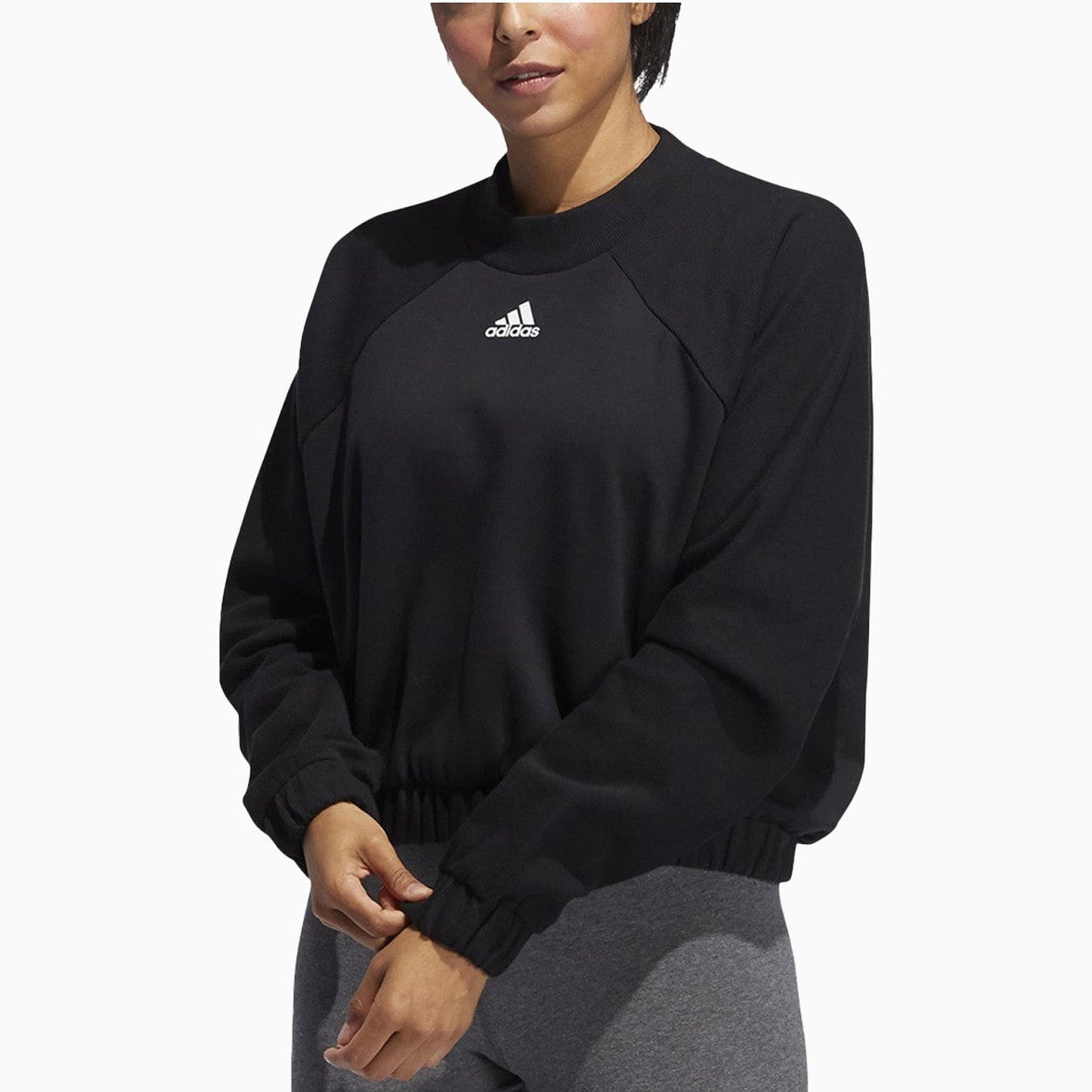 Women's Black Rib Crew Sweatshirt