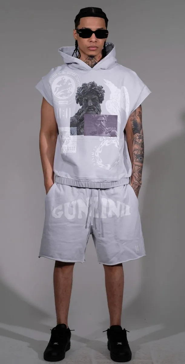 Men's Sleeveless Hoodie and Shorts Set