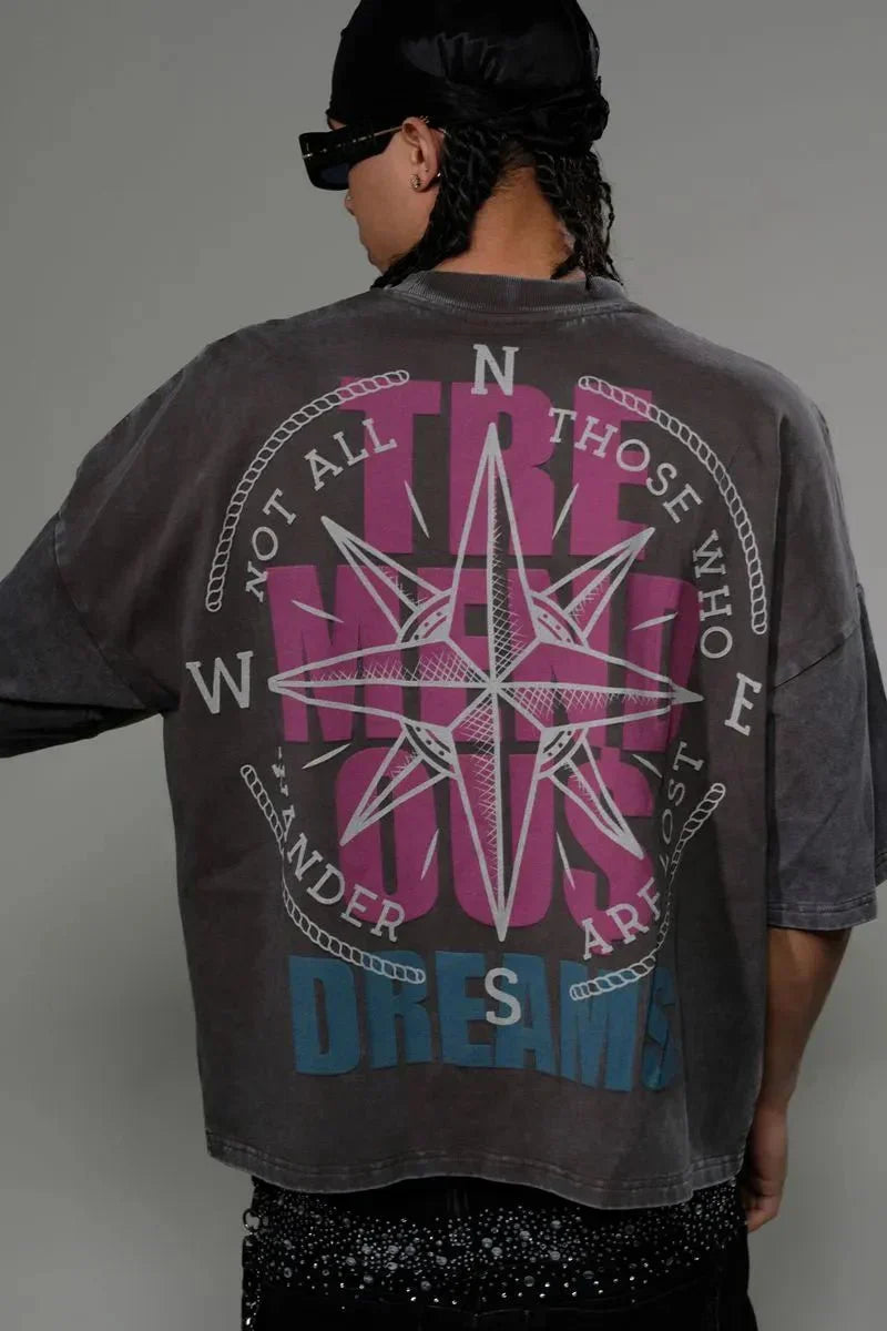 Men's Wide Crop Fit Drop Shoulders T-Shirt