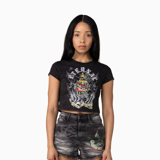Women's Rhinestone Crop T-Shirt