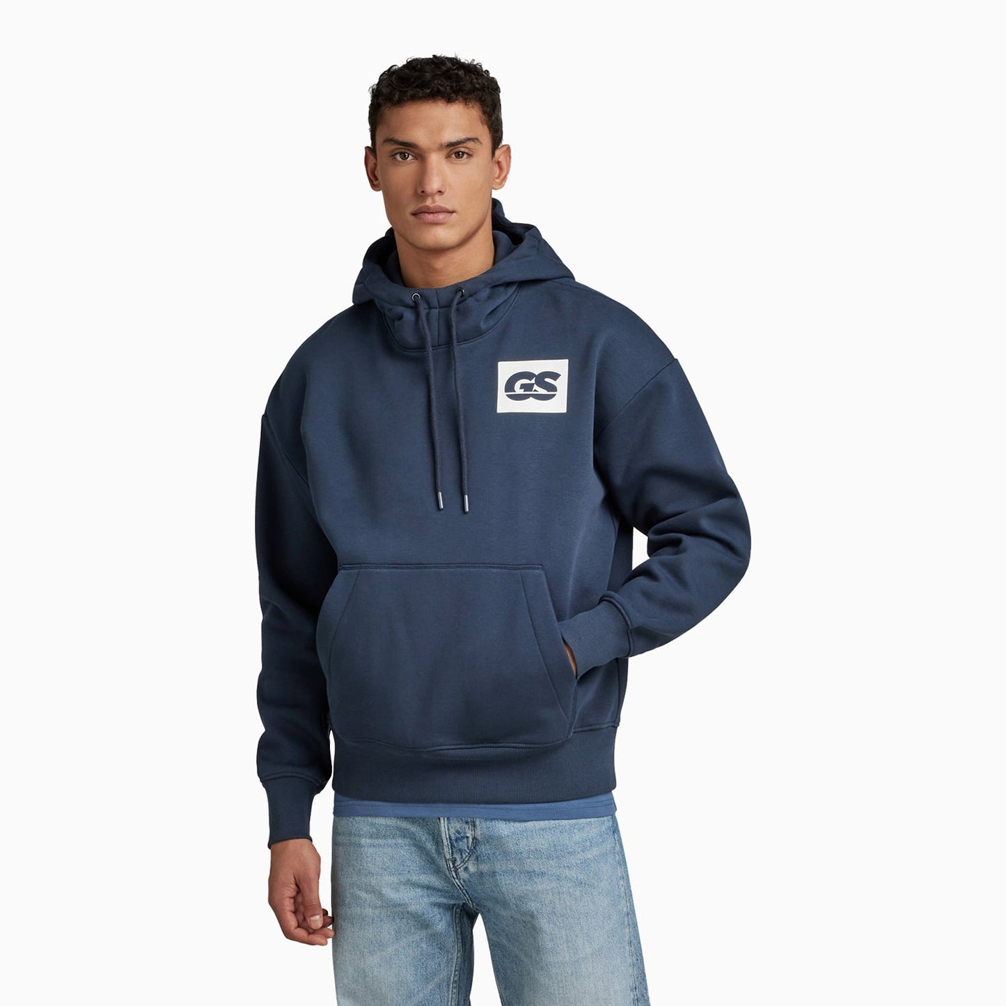 Men's GS Raw Back Graphic Loose Pull Over Hoodie