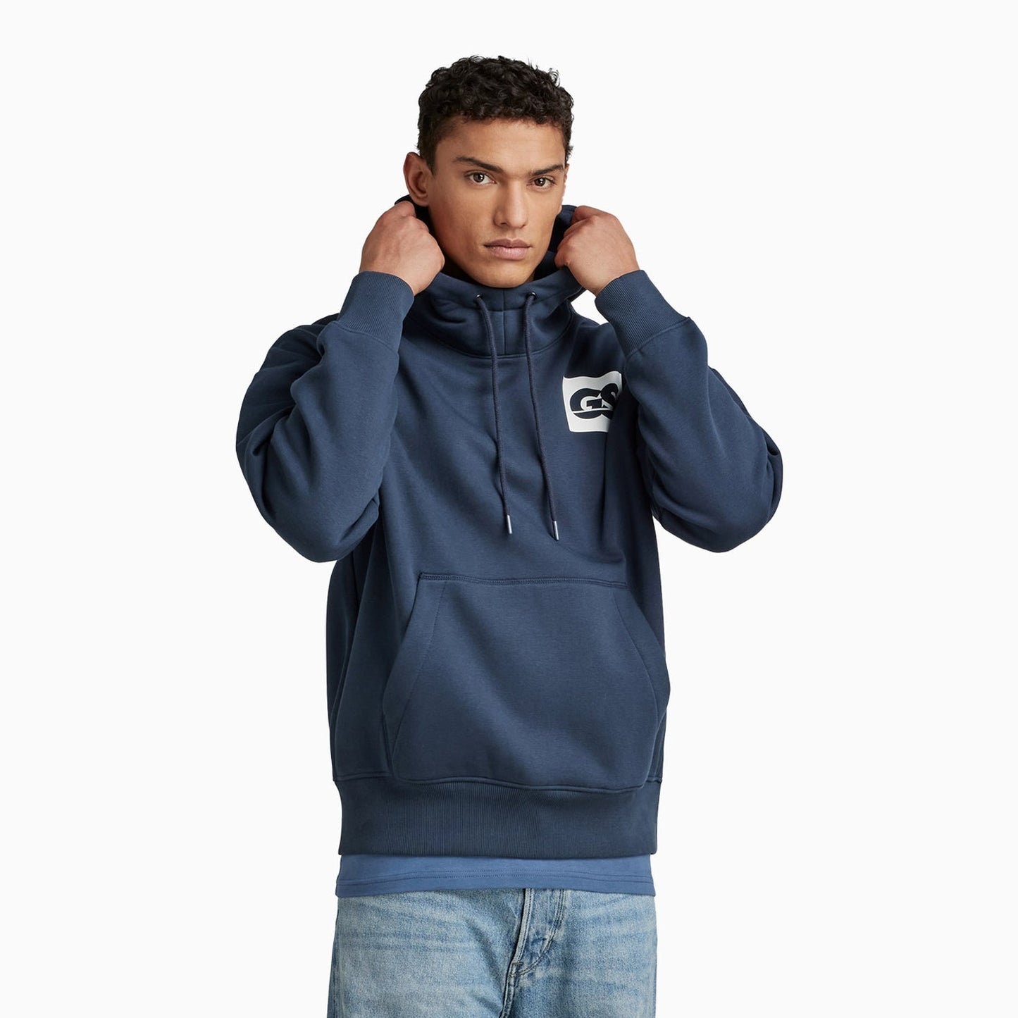 Men's GS Raw Back Graphic Loose Pull Over Hoodie