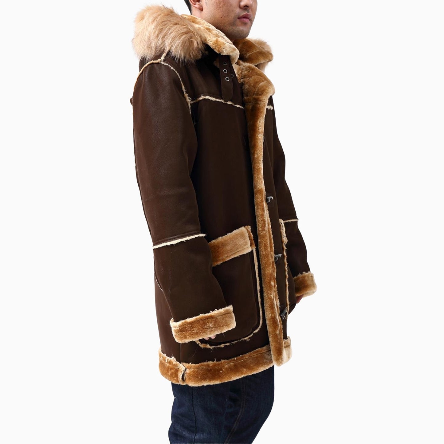 Men's Long Shearling Coat Jacket