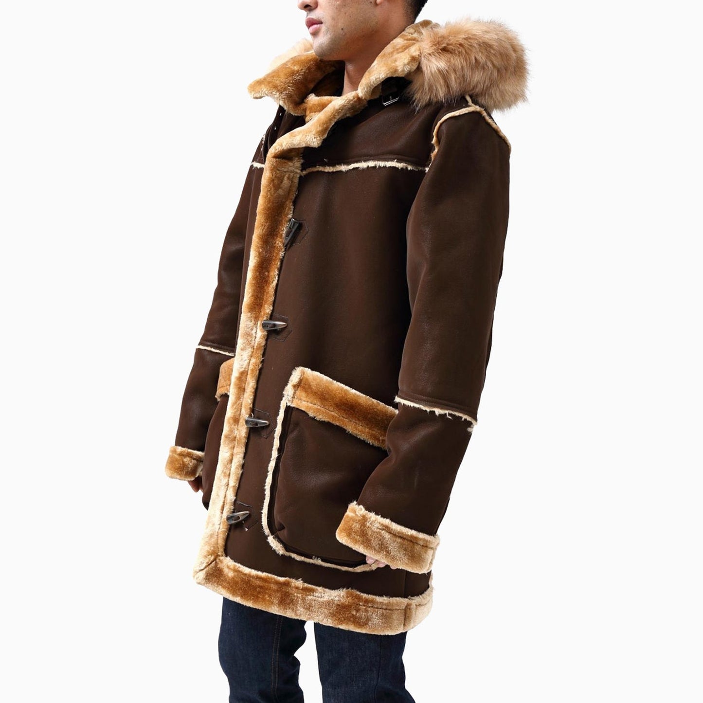 Men's Long Shearling Coat Jacket