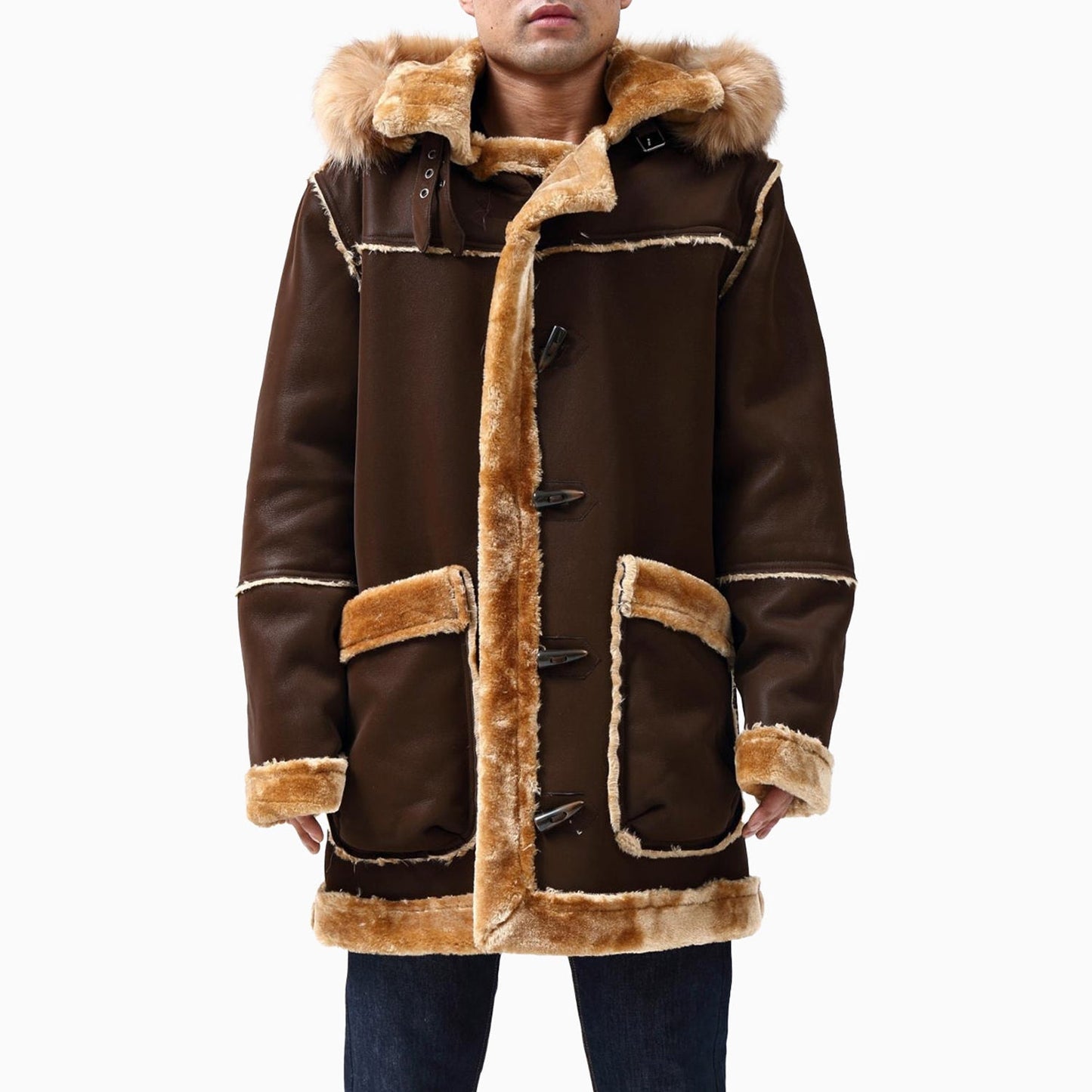 Men's Long Shearling Coat Jacket