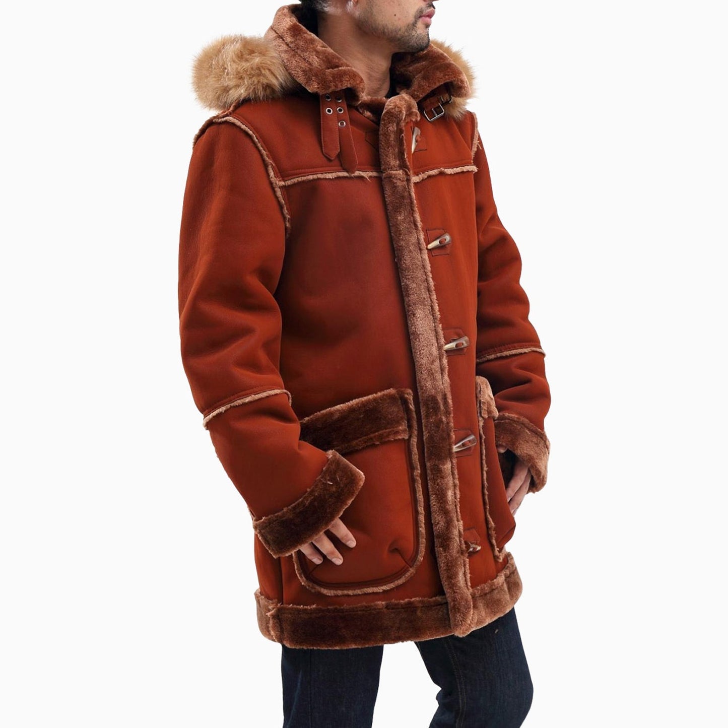 Men's Long Shearling Coat Jacket