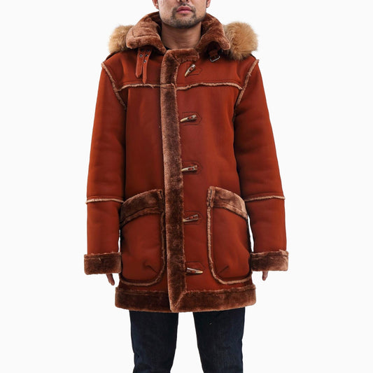 Men's Long Shearling Coat Jacket