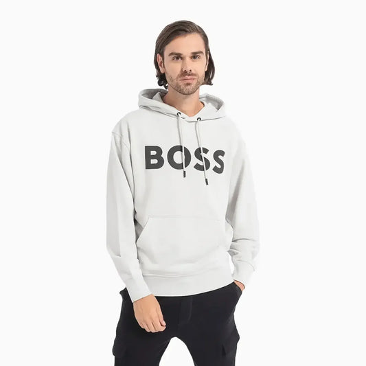 Men's Logo Print Hoodie In French Terry Cotton