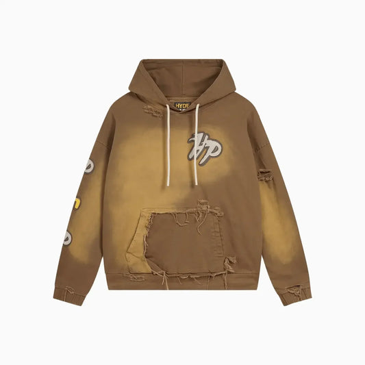 Men's Work Wear Distressed Pull Over Hoodie