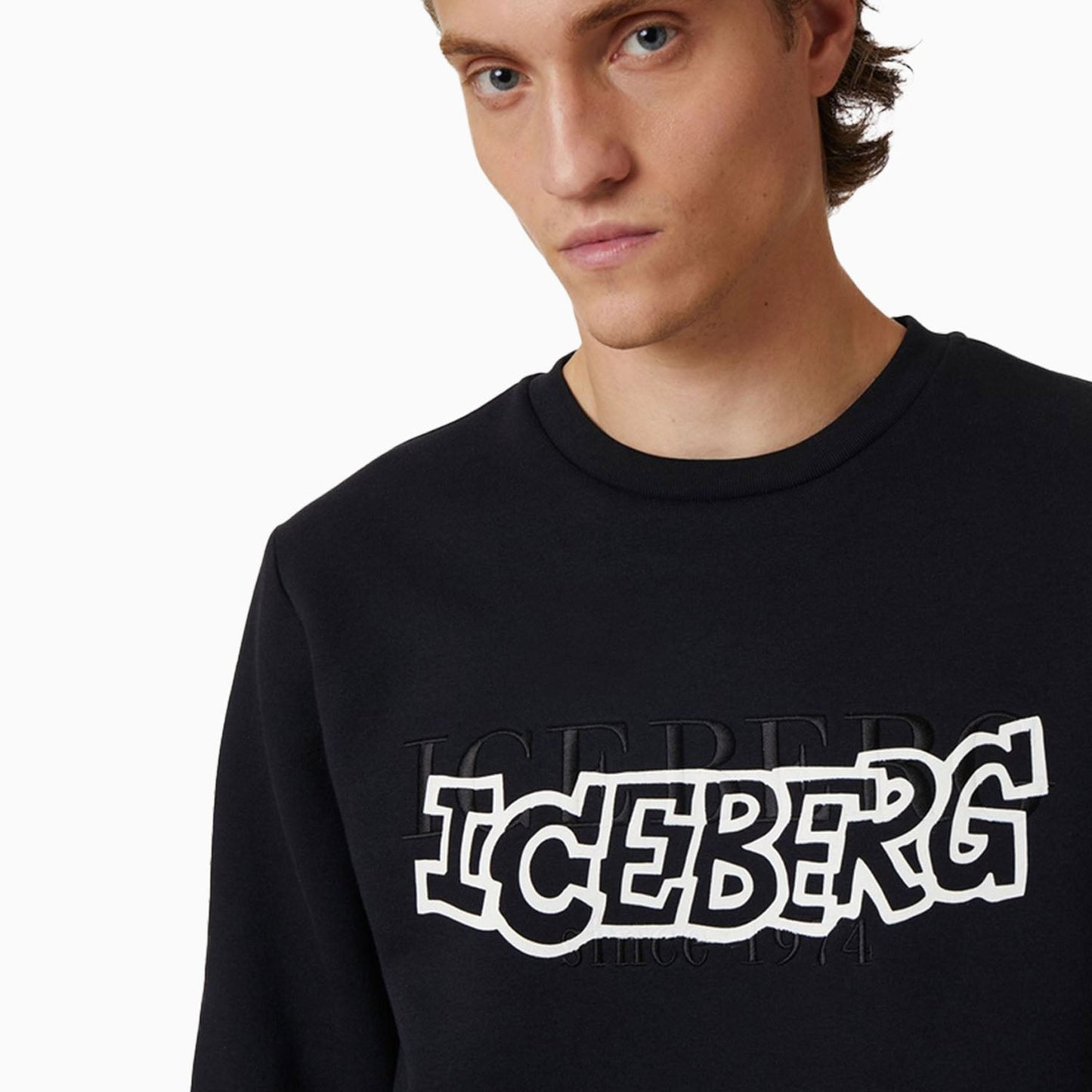 Men's Crew Neck Sweatshirt With Institutional And Cartoon Logo
