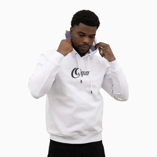 Men's White Pull Over Hoodie with Classic Logo