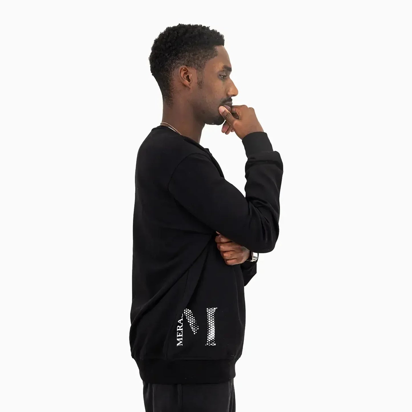 Men's Girl Sad Face Crew Neck Sweatshirt