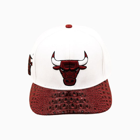 Chicago Bulls NBA Leather Visor Wool Snapback Hat