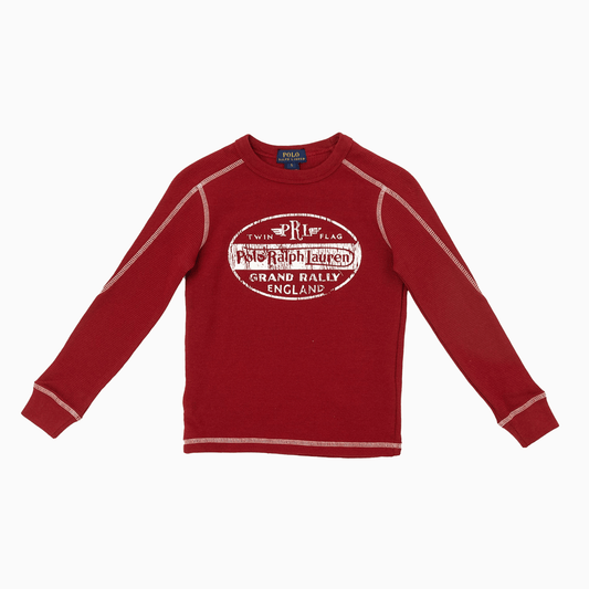 Kid's Micro Waffle Long Sleeve Crew Neck Knit Shirt