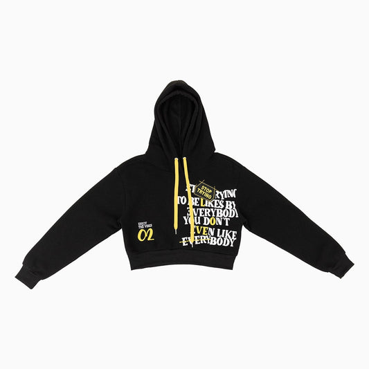 Women's Fleece Crop Graphic Pull Over Hoodie