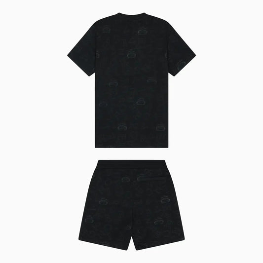 Men's Black All-Over Logo Print Co-Ord Set