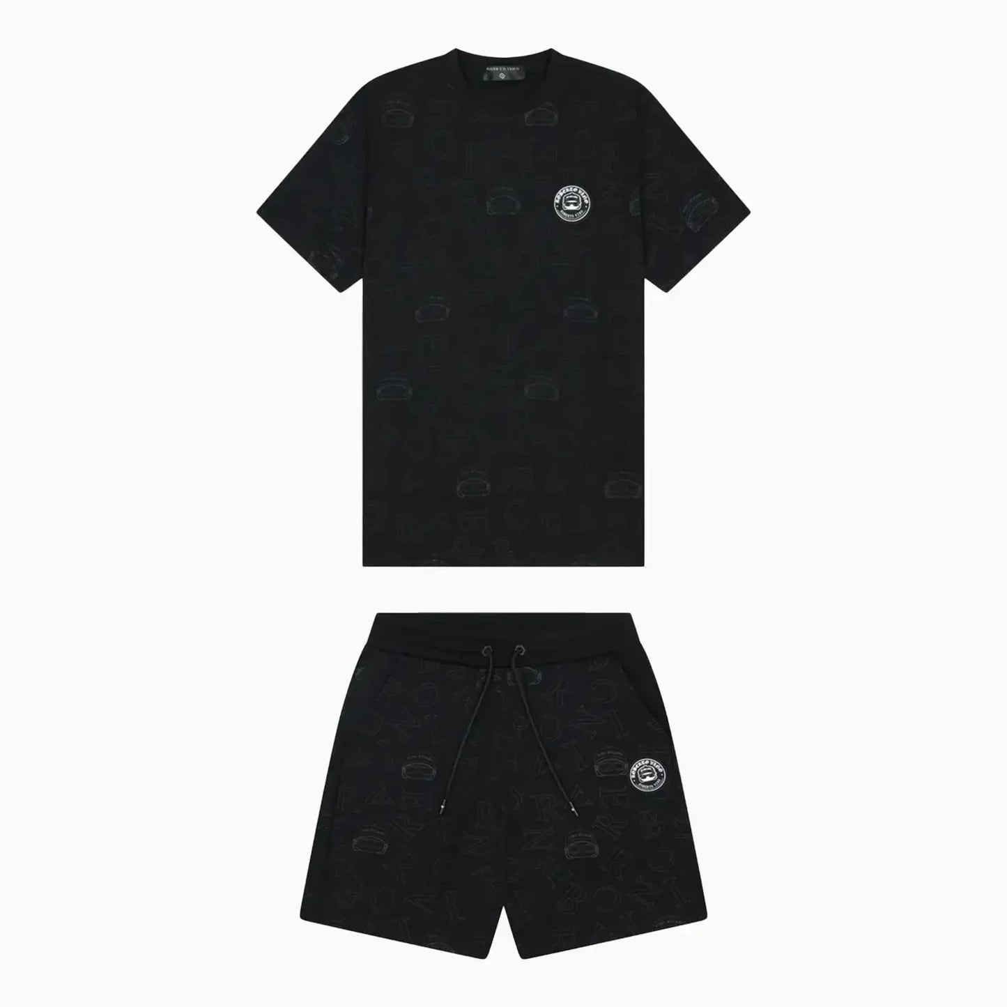 Men's Black All-Over Logo Print Co-Ord Set