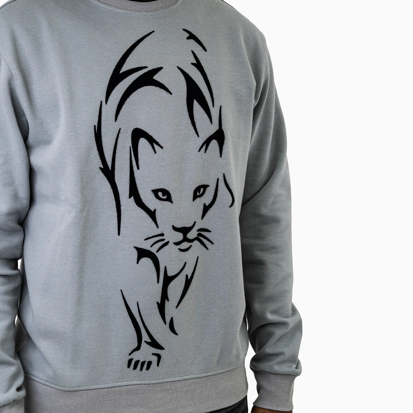 Men's Black Cat Crew Neck Sweatshirt
