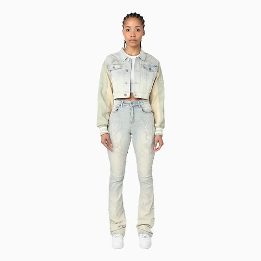 Women's Cropped Rhinestone Jean Outfit