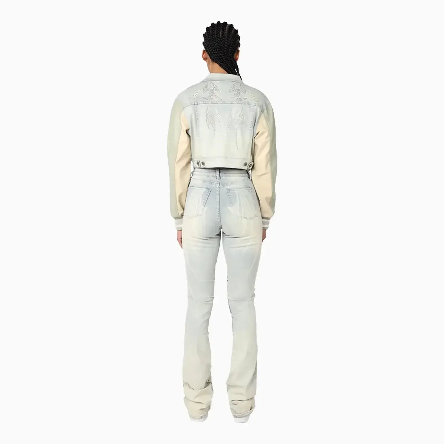 Women's Cropped Rhinestone Jean Outfit