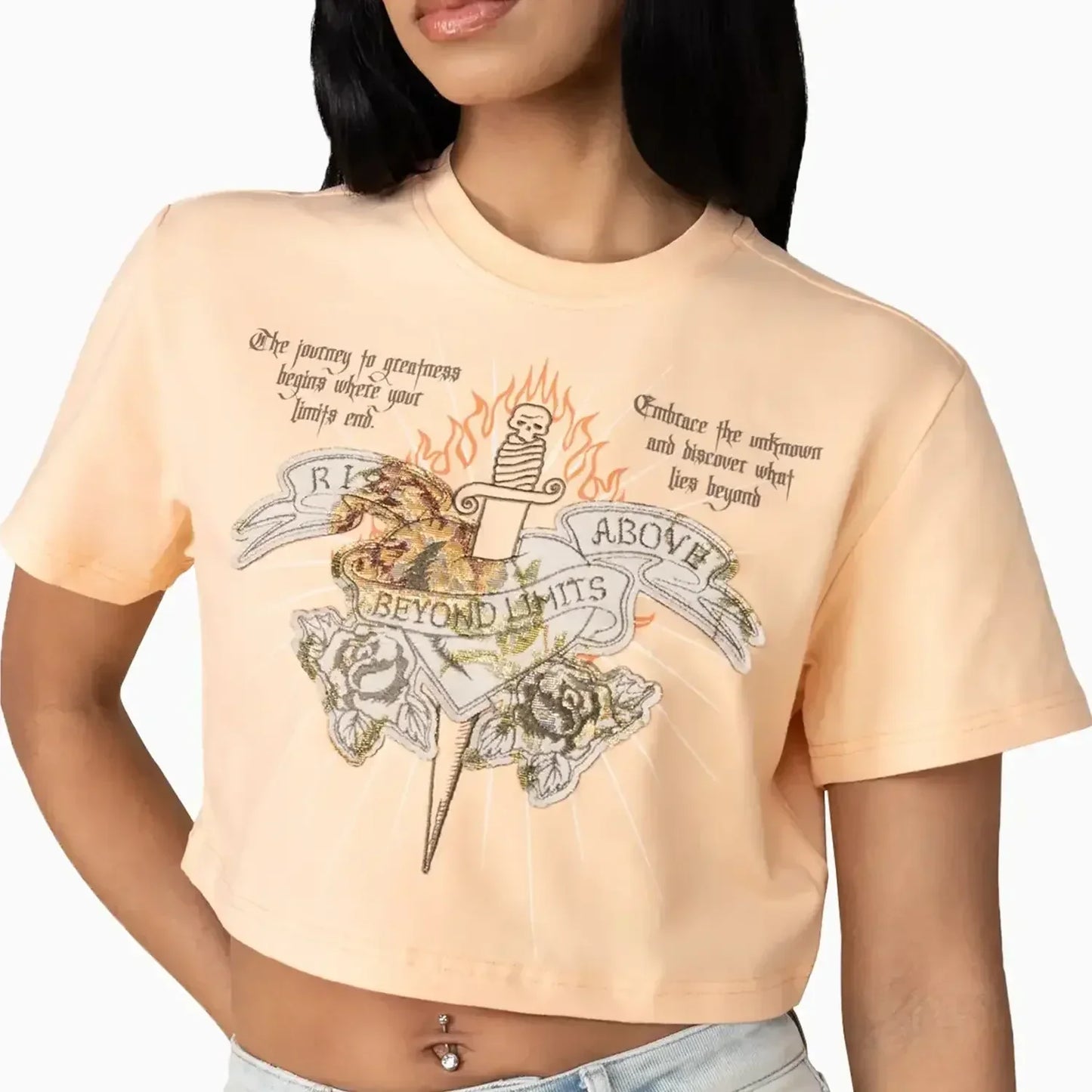 Women's High Rise Graphic Crop Outfit