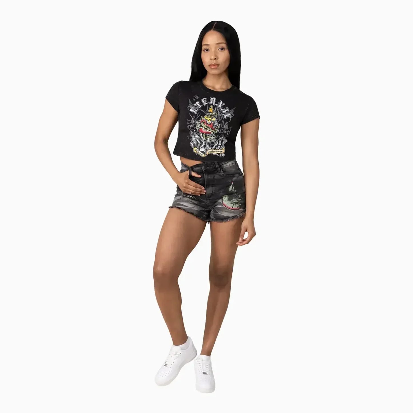 Women's Rhinestone Crop T-Shirt