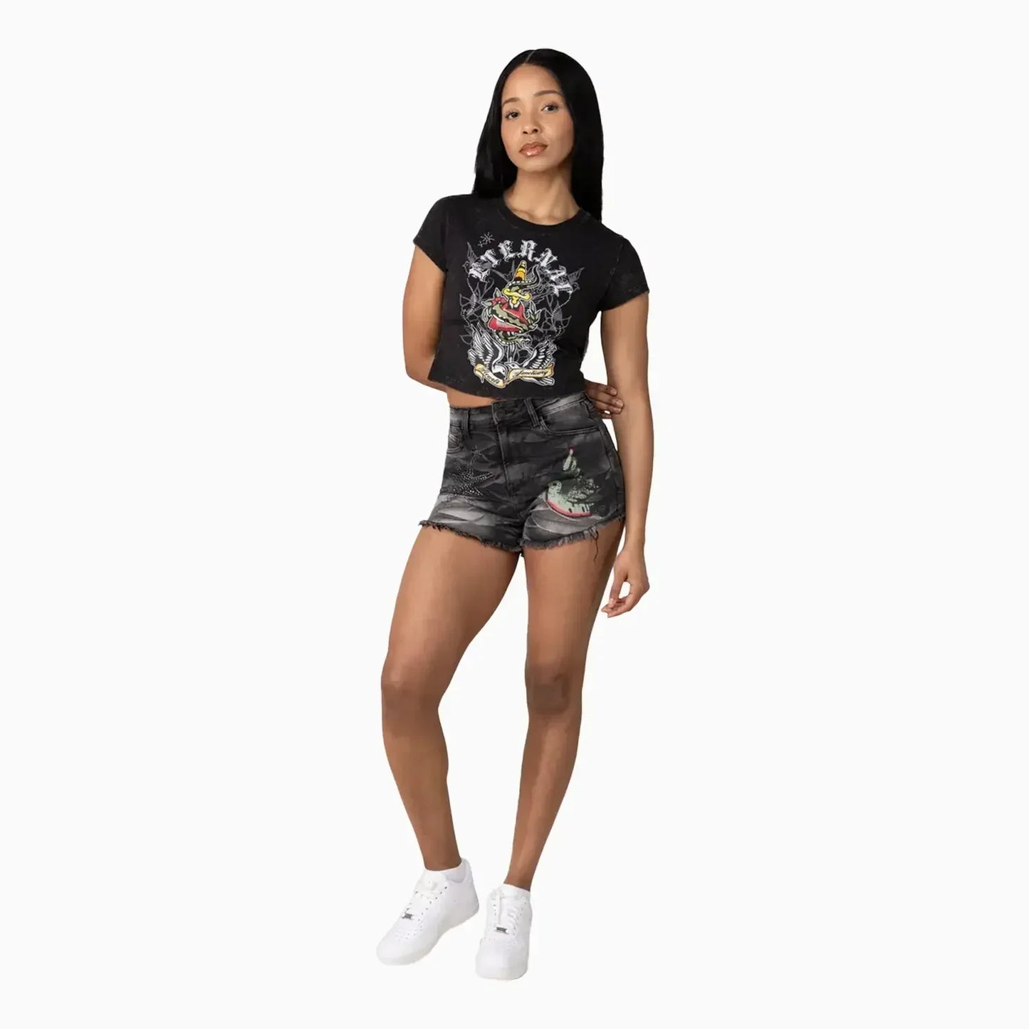 Women's Rhinestone Crop T-Shirt