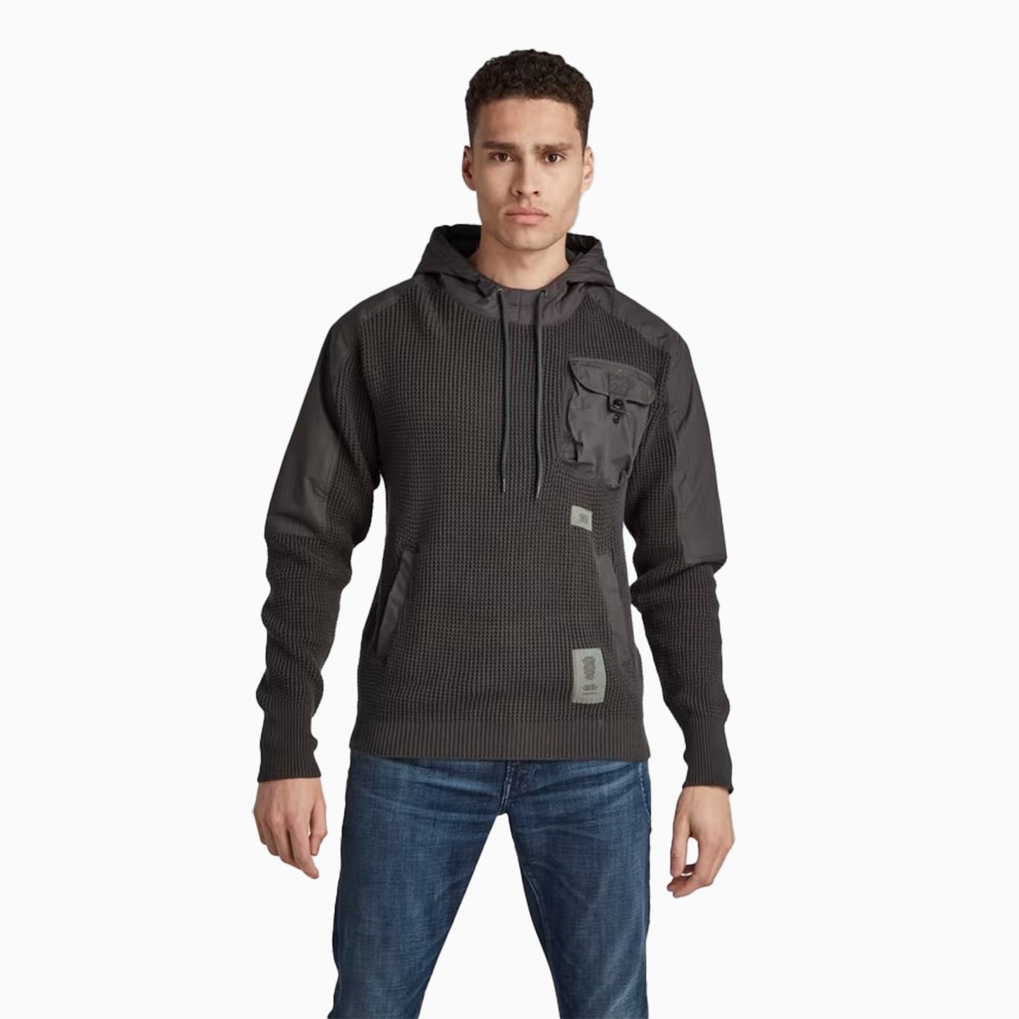 Men's Woven Mix Knit Hoodie