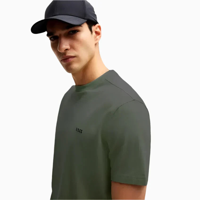 Men's Stretch Cotton Regular Fit T-Shirt With Contrast Logo