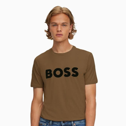 Men's Cotton Jersey T-Shirt  With Rubber Print Logo