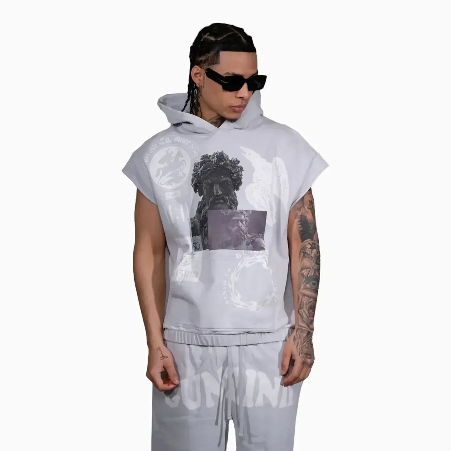 Men's Sleeveless Hoodie and Shorts Set