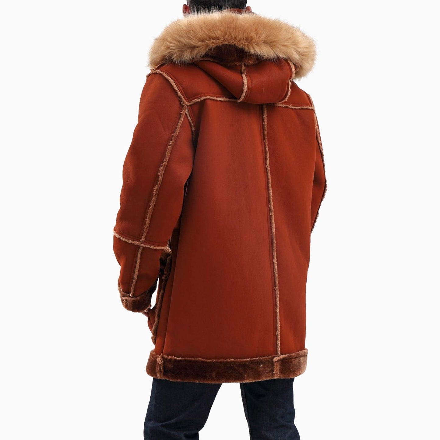 Men's Long Shearling Coat Jacket