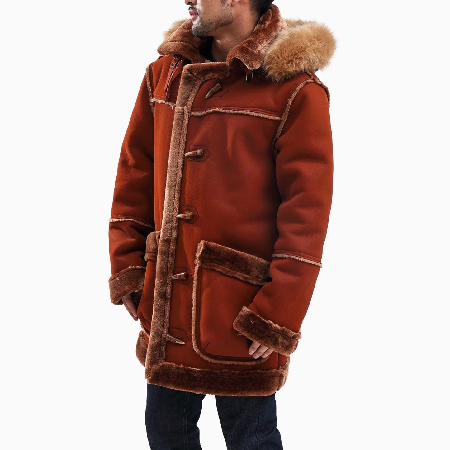 Men's Long Shearling Coat Jacket