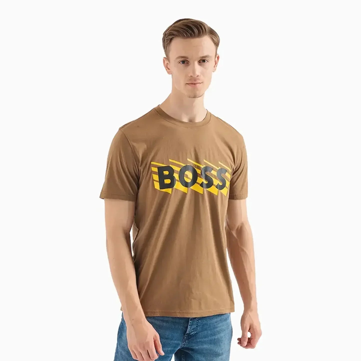 Men's Cotton Jersey T-Shirt  With Rubber Print Logo