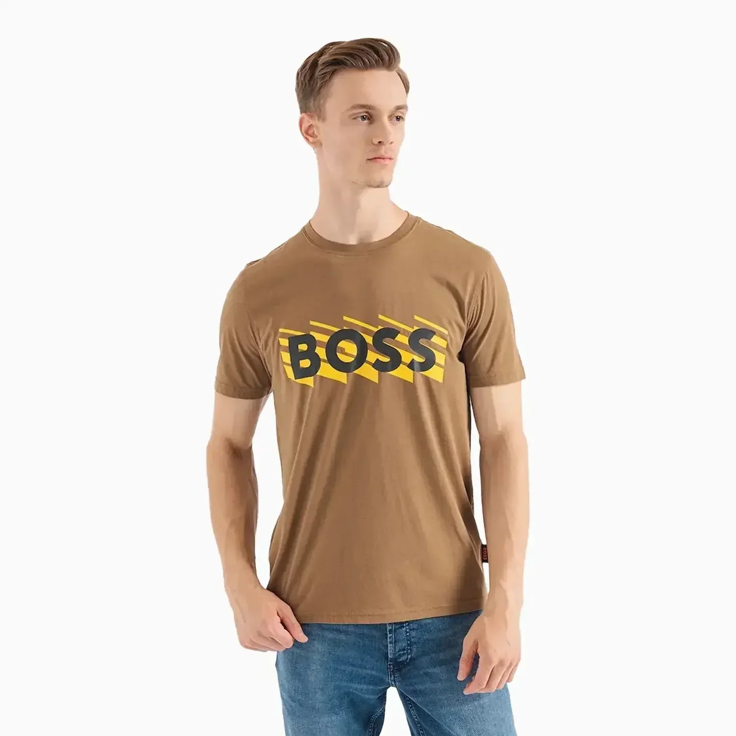 Men's Cotton Jersey T-Shirt  With Rubber Print Logo