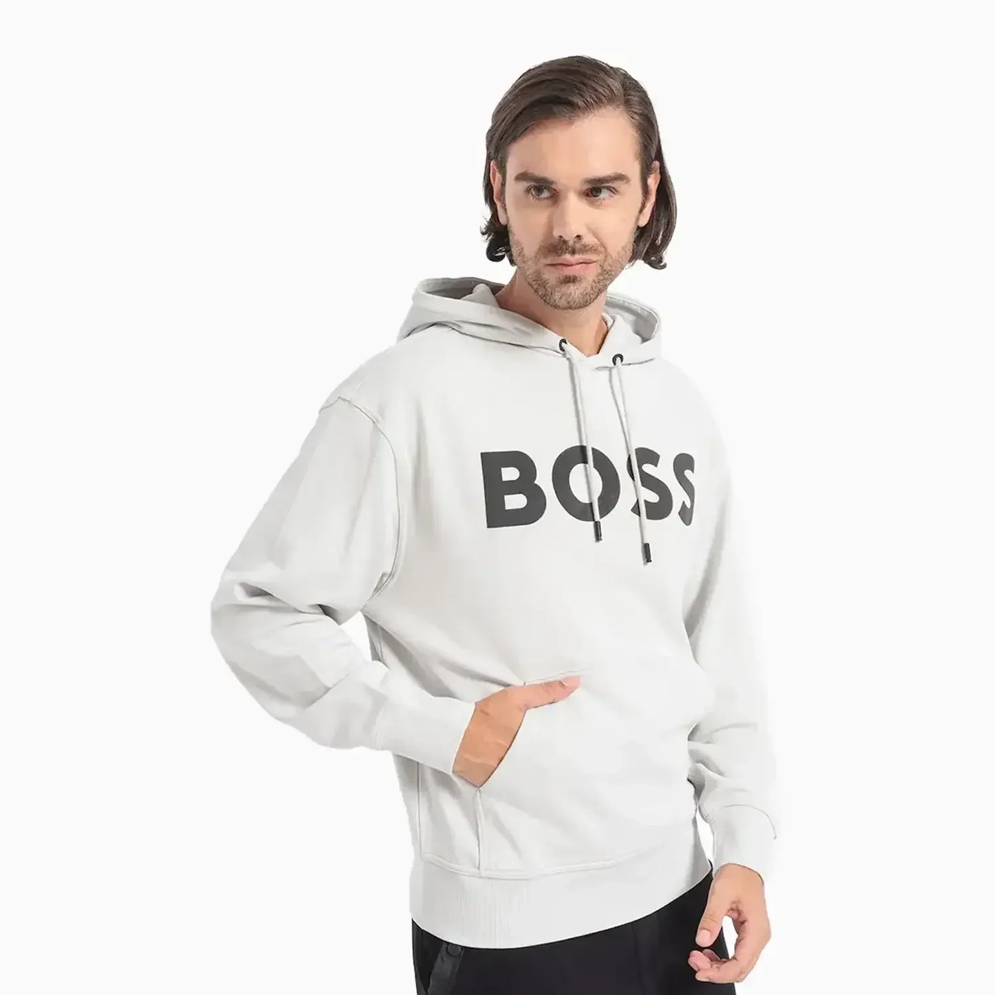 Men's Logo Print Hoodie In French Terry Cotton