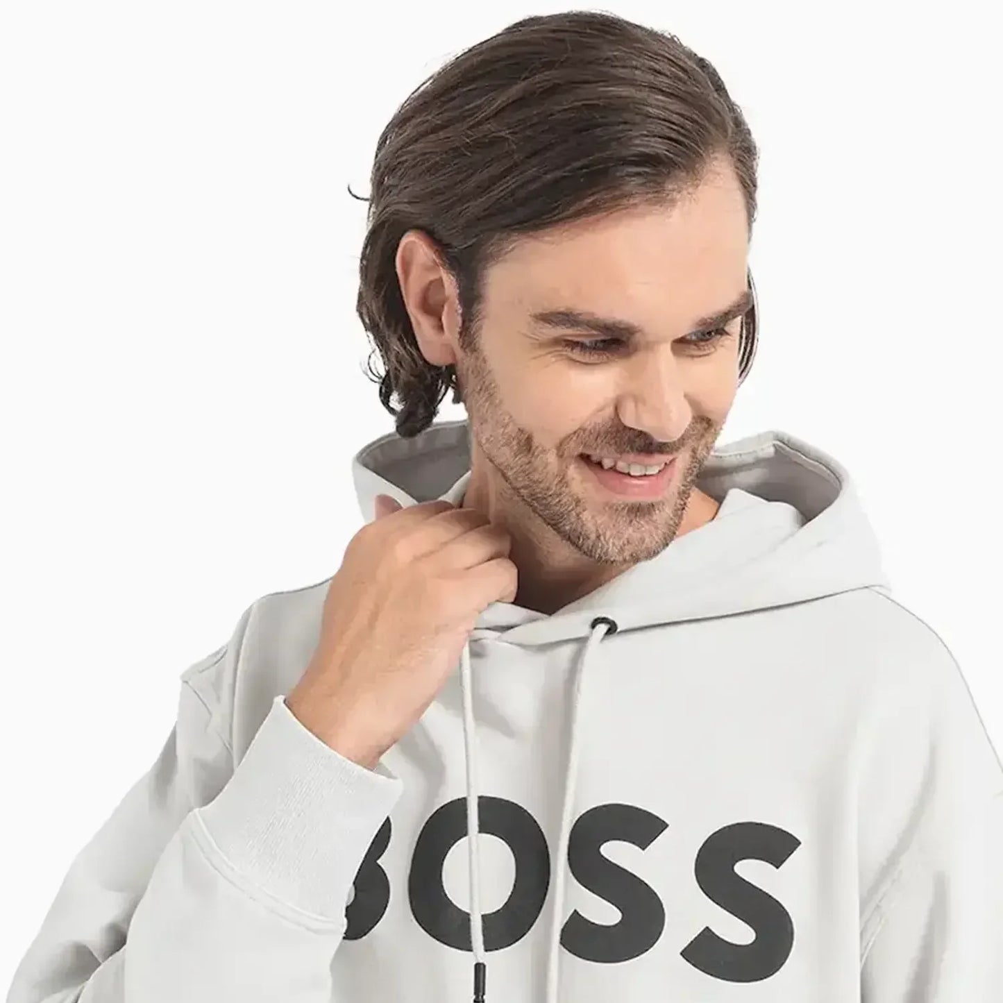 Men's Logo Print Hoodie In French Terry Cotton