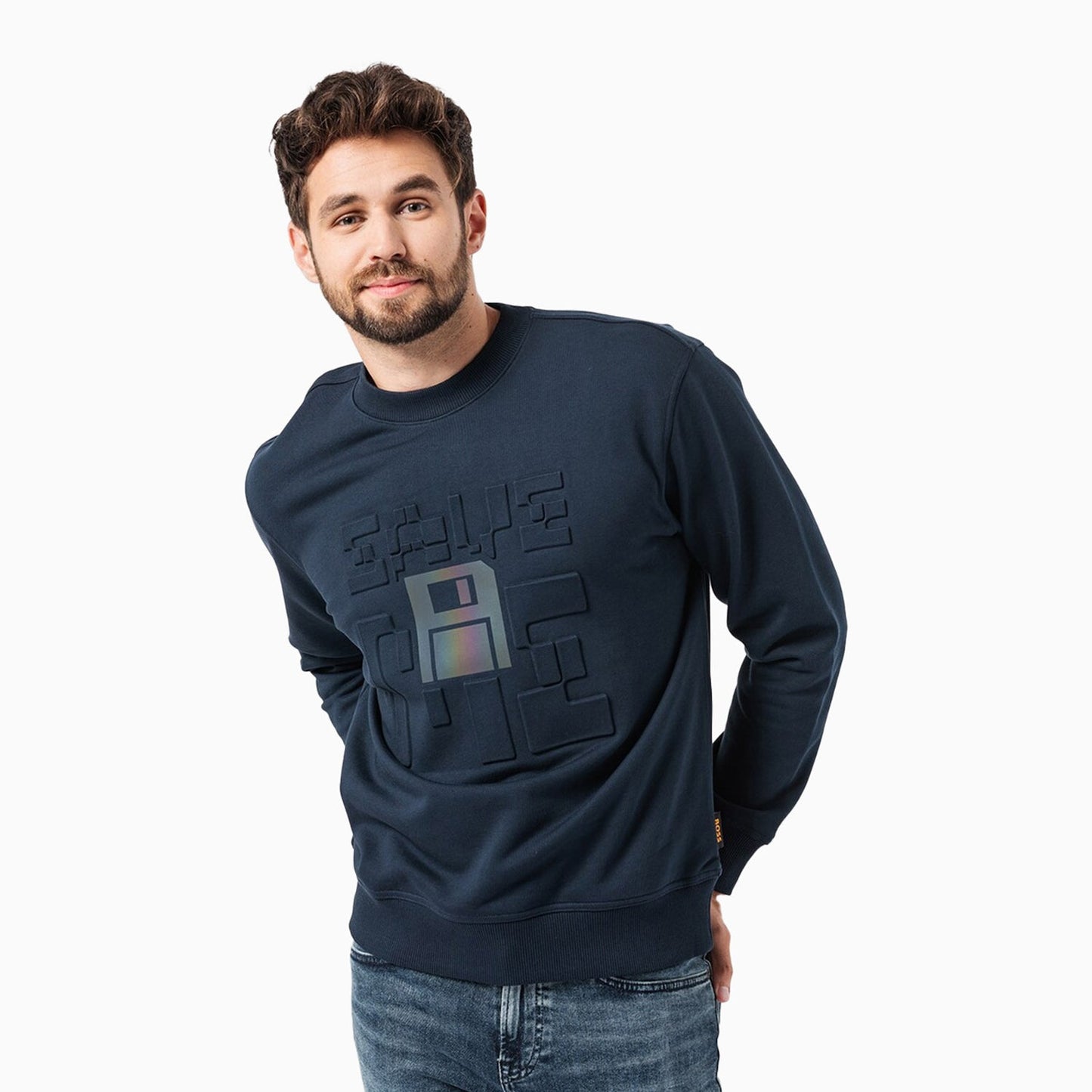 Men's Weridesent Sweatshirt With Oval Neckline