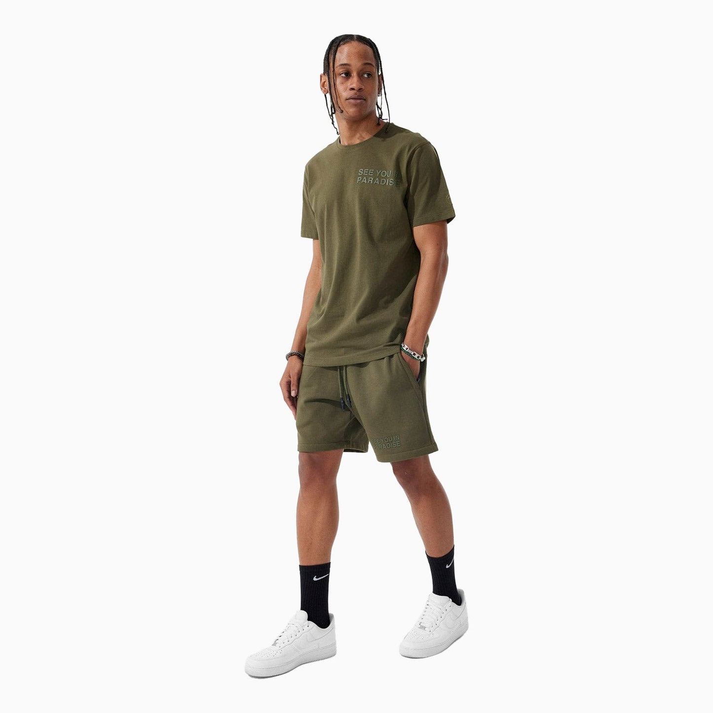 Men's Paradise Tonal T Shirt And Shorts Outfit