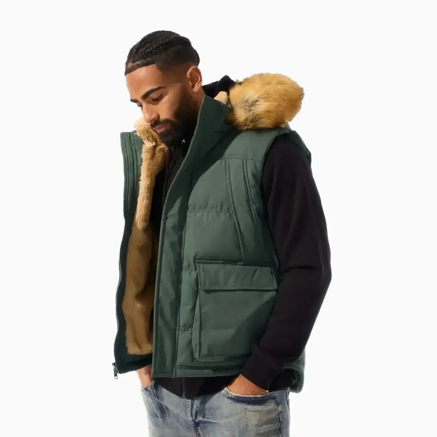 Men's Yukon Fur Lined Puffer Vest