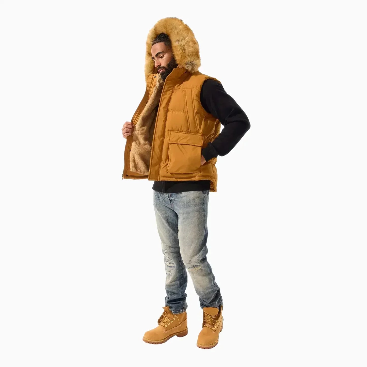 Men's Yukon Fur Lined Puffer Vest