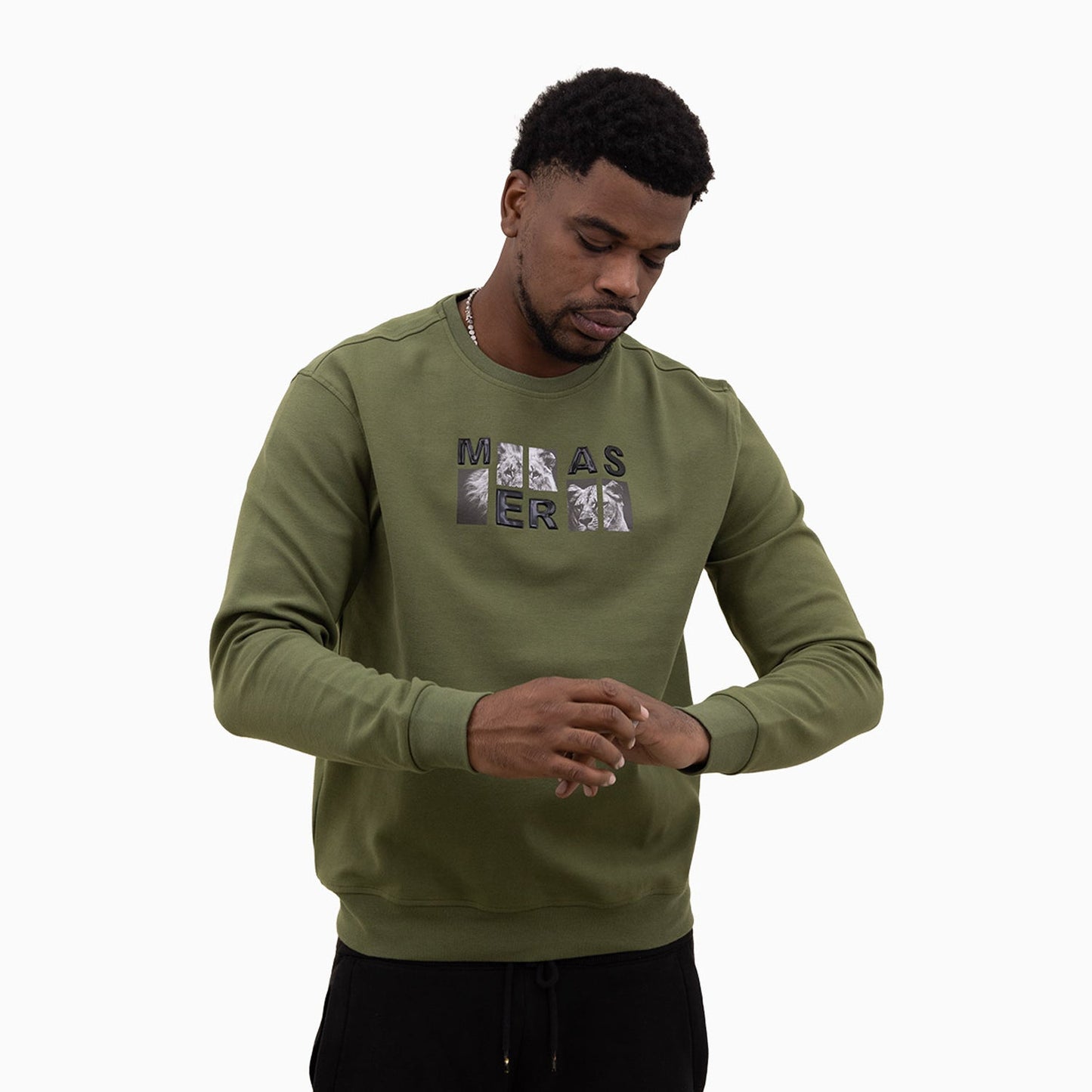Men's Lion Graphic Crew Neck Sweatshirt
