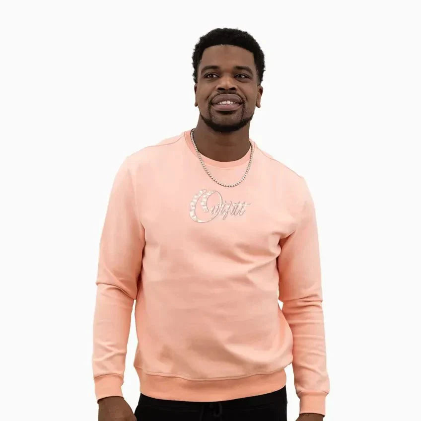 Men's Peach Classic Logo Crew Neck Sweatshirt