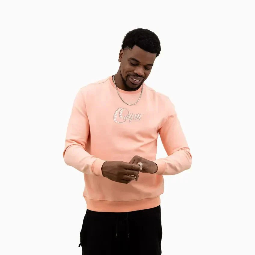 Men's Peach Classic Logo Crew Neck Sweatshirt