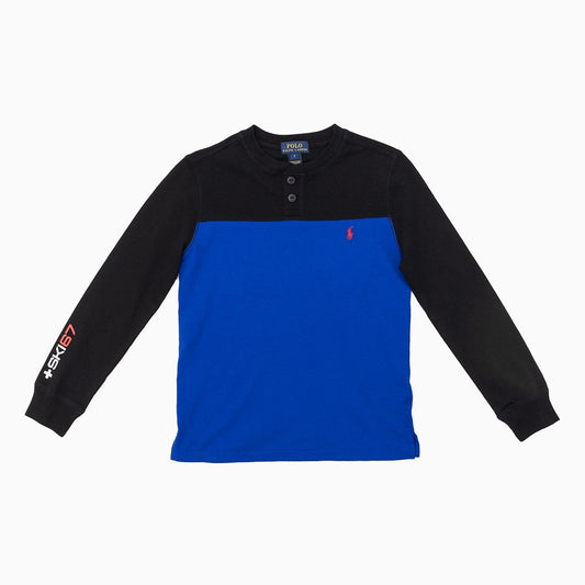 Kid's Cotton Henley Crew Neck Shirt