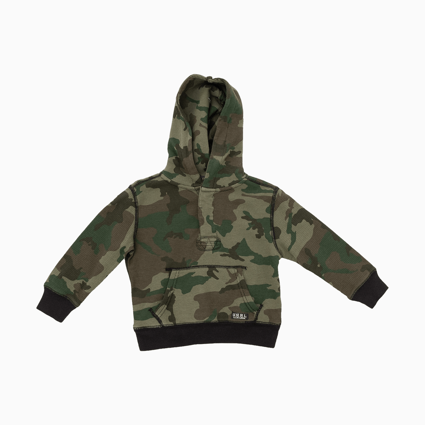 Kid's Waffle Henley Camo Pull Over Hoodie
