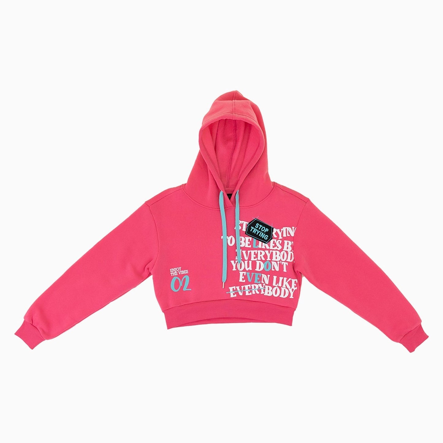 Women's Fleece Crop Graphic Pull Over Hoodie